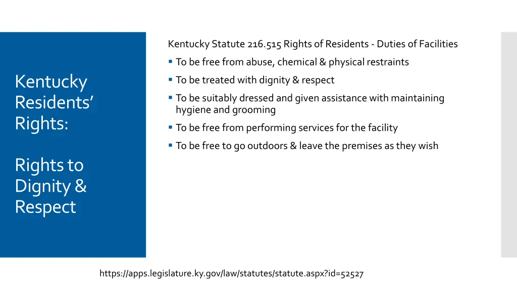 kentucky statute 216 515 rights of residents 3