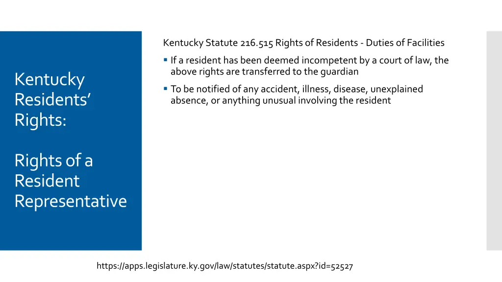 kentucky statute 216 515 rights of residents 4