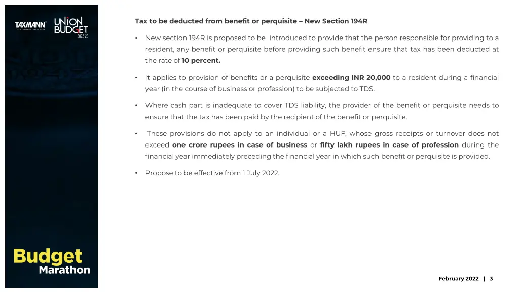 tax to be deducted from benefit or perquisite