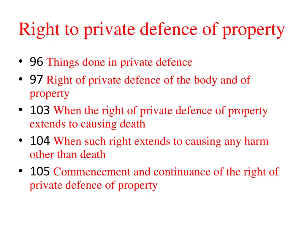 right to private defence of property