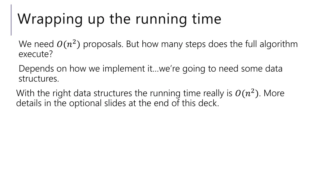 wrapping up the running time