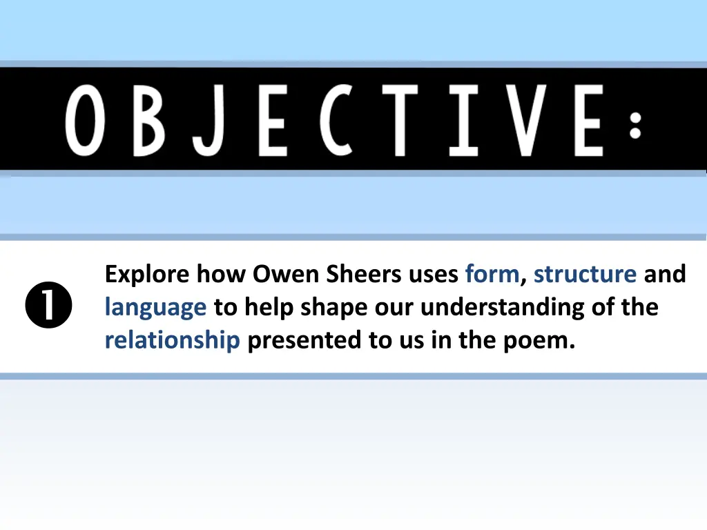 explore how owen sheers uses form structure
