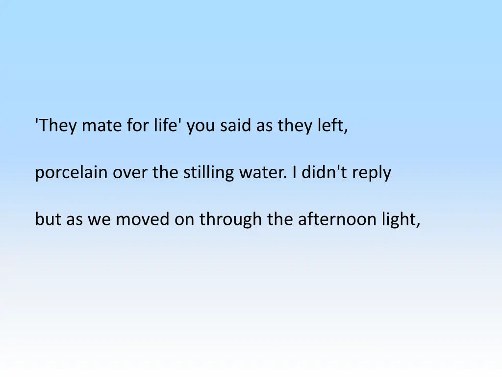 they mate for life you said as they left