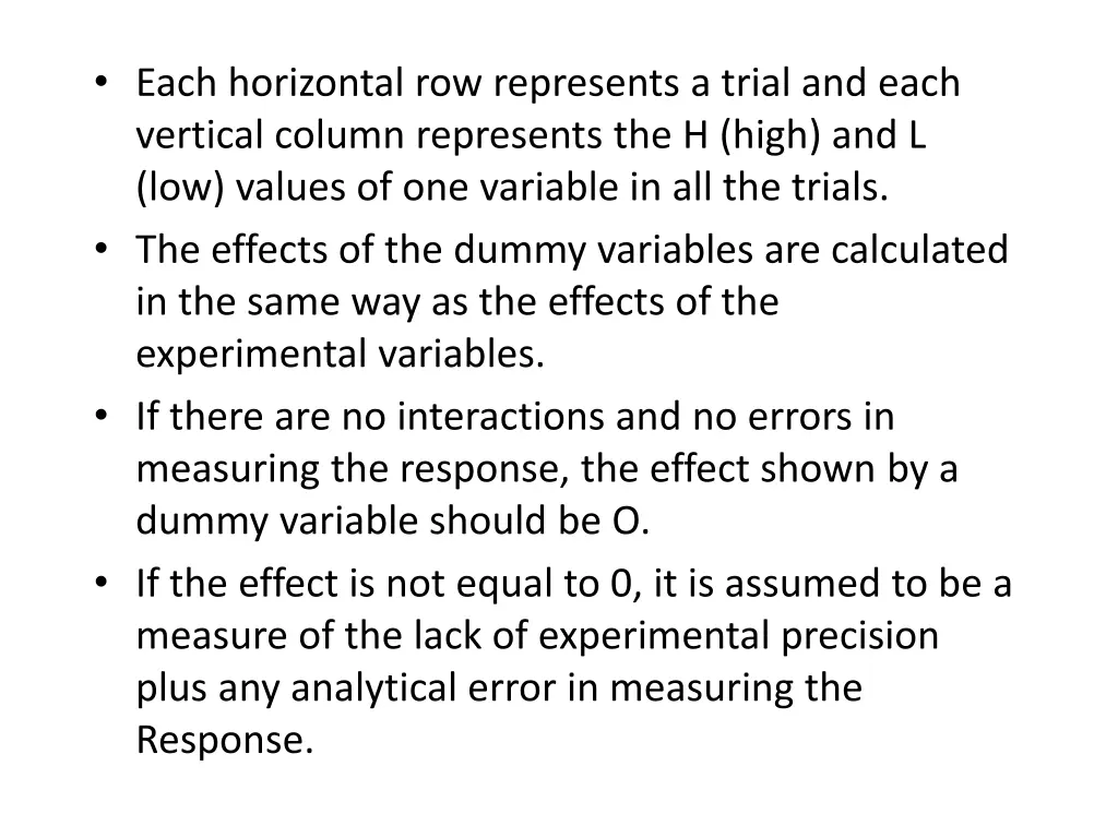 each horizontal row represents a trial and each