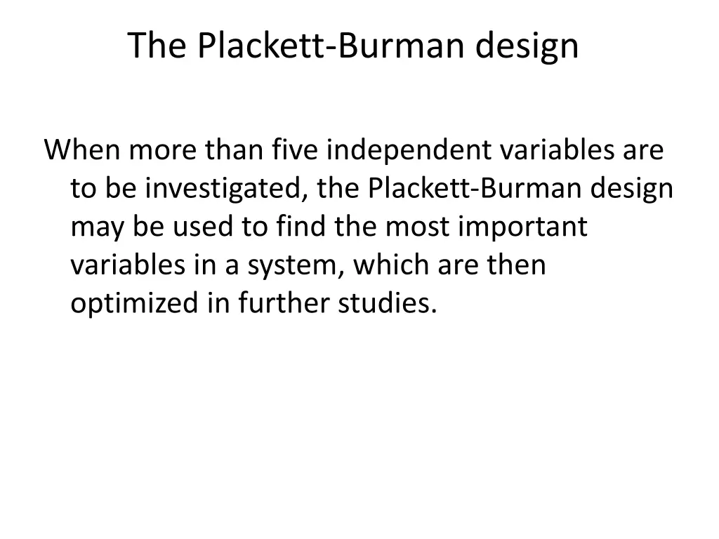 the plackett burman design