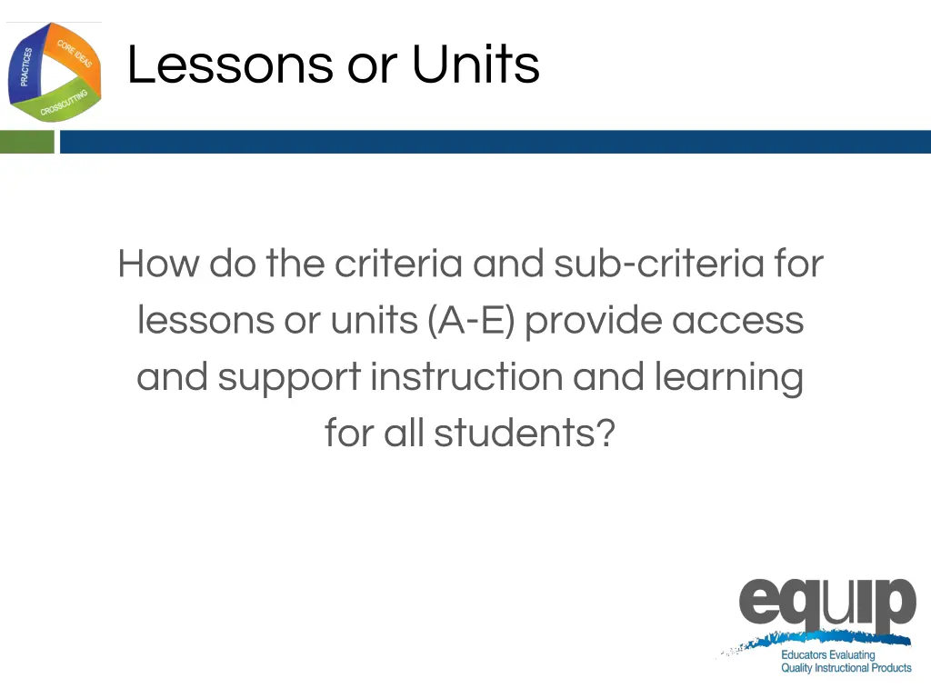 lessons or units