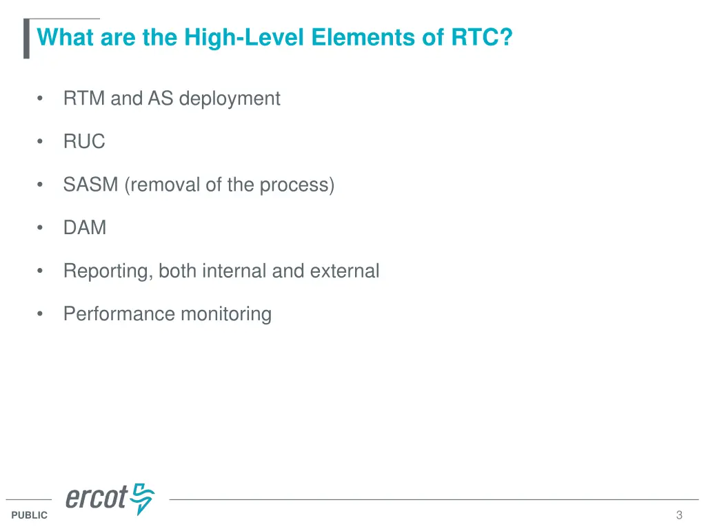 what are the high level elements of rtc
