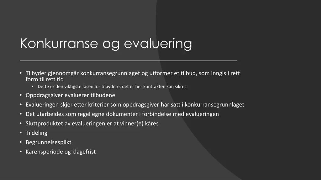 konkurranse og evaluering