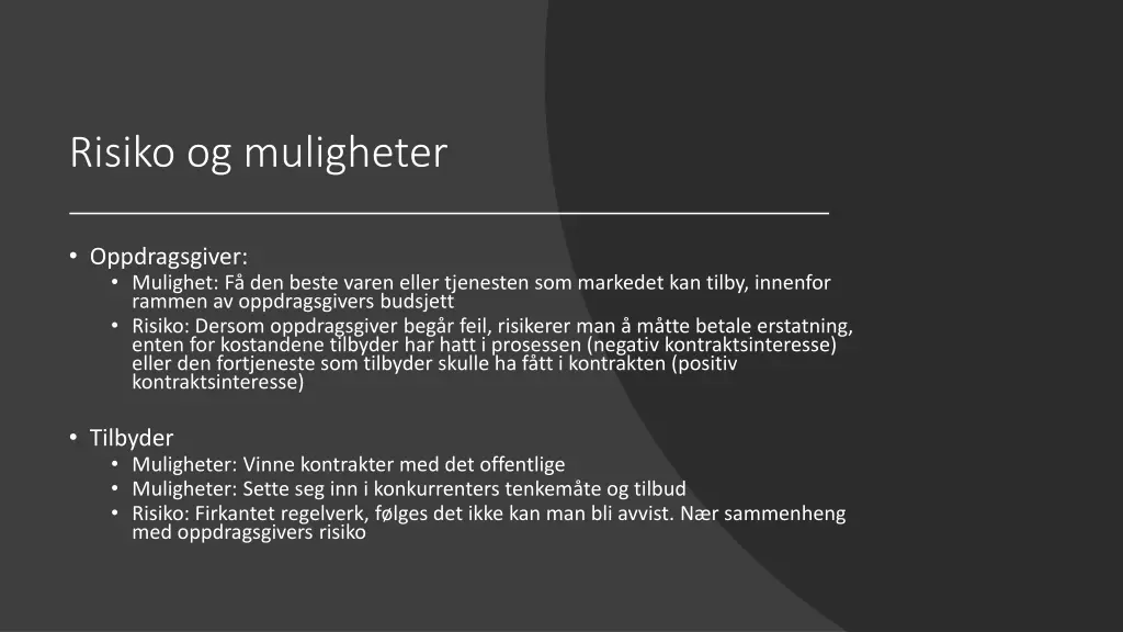 risiko og muligheter