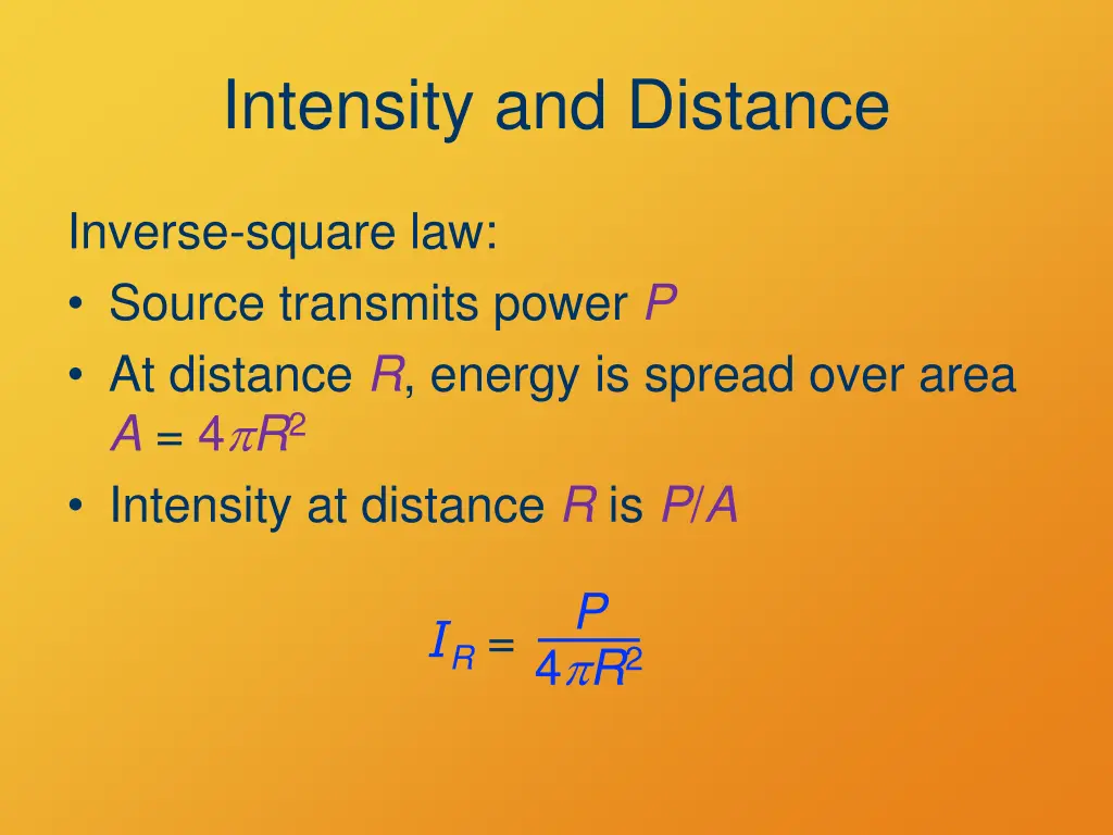intensity and distance