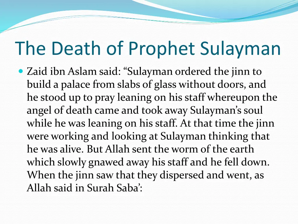 the death of prophet sulayman