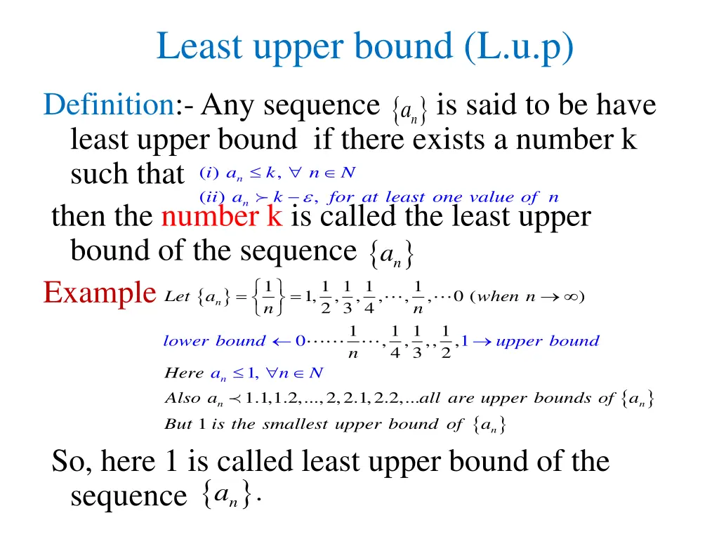 least upper bound l u p