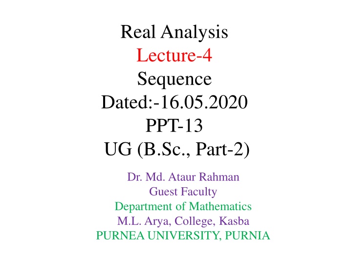 real analysis lecture 4 sequence dated 16 05 2020