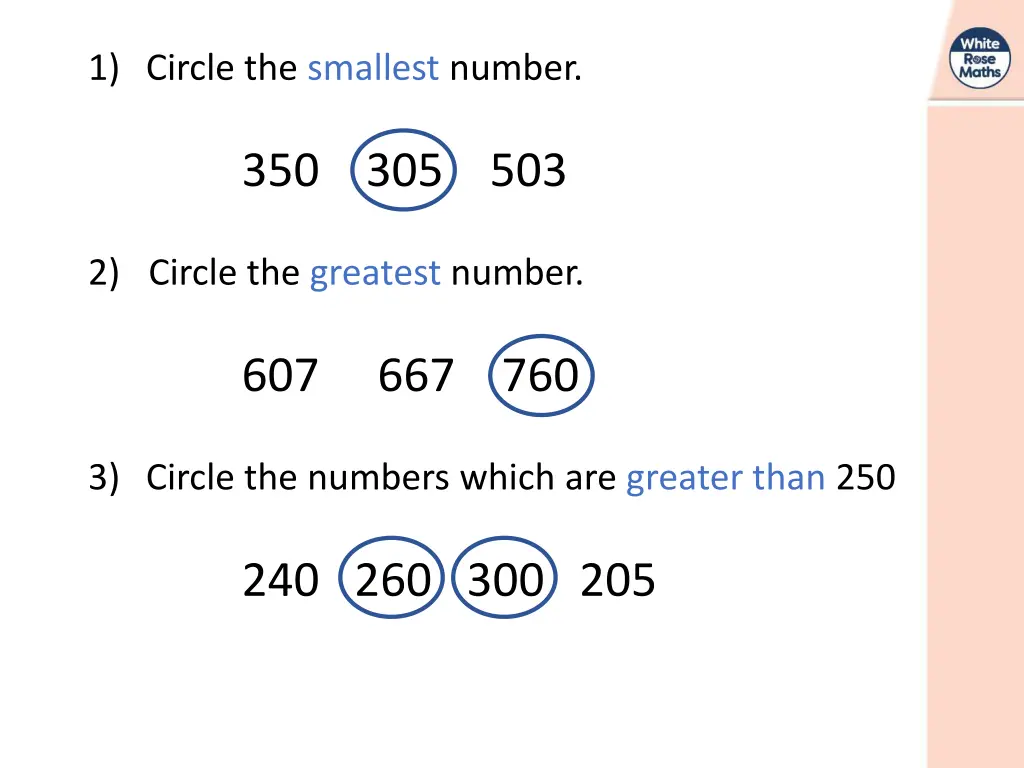 1 circle the smallest number 1
