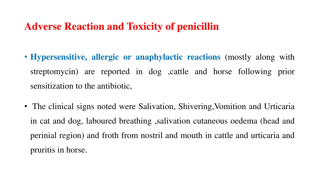 adverse reaction and toxicity of penicillin