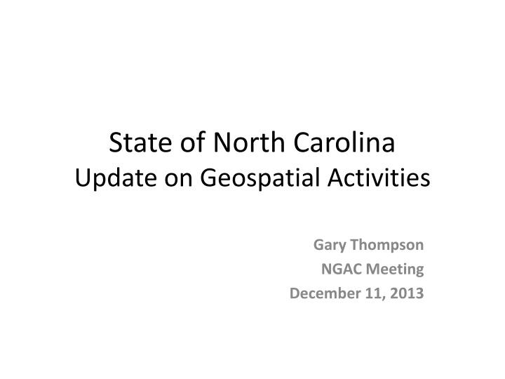 state of north carolina update on geospatial