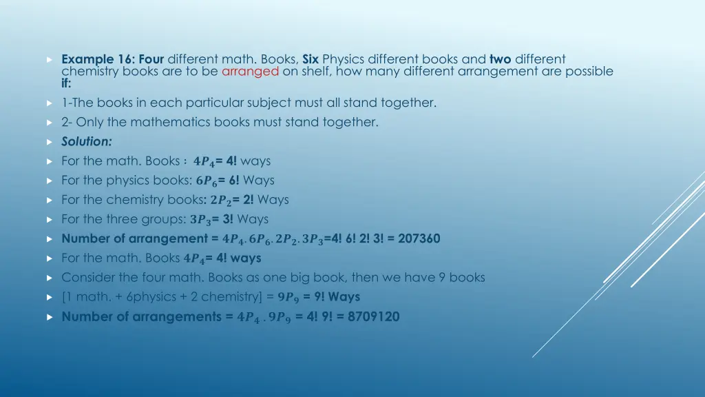 example 16 four different math books six physics