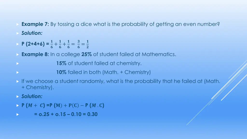 example 7 by tossing a dice what