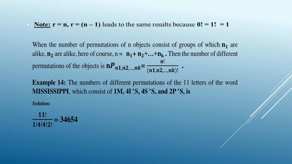 when the number of permutations of n objects