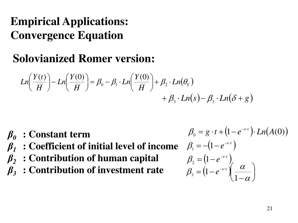 empirical applications convergence equation