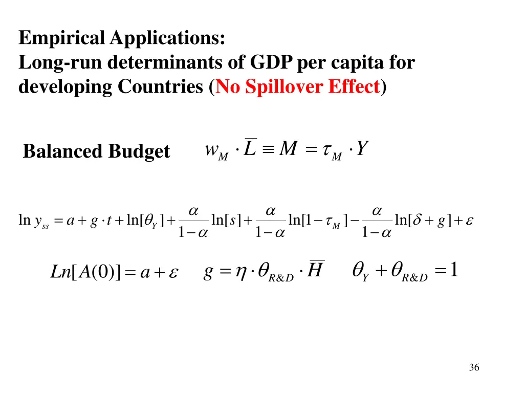 empirical applications long run determinants 1