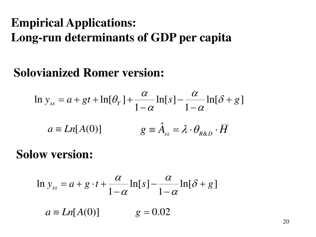 empirical applications long run determinants