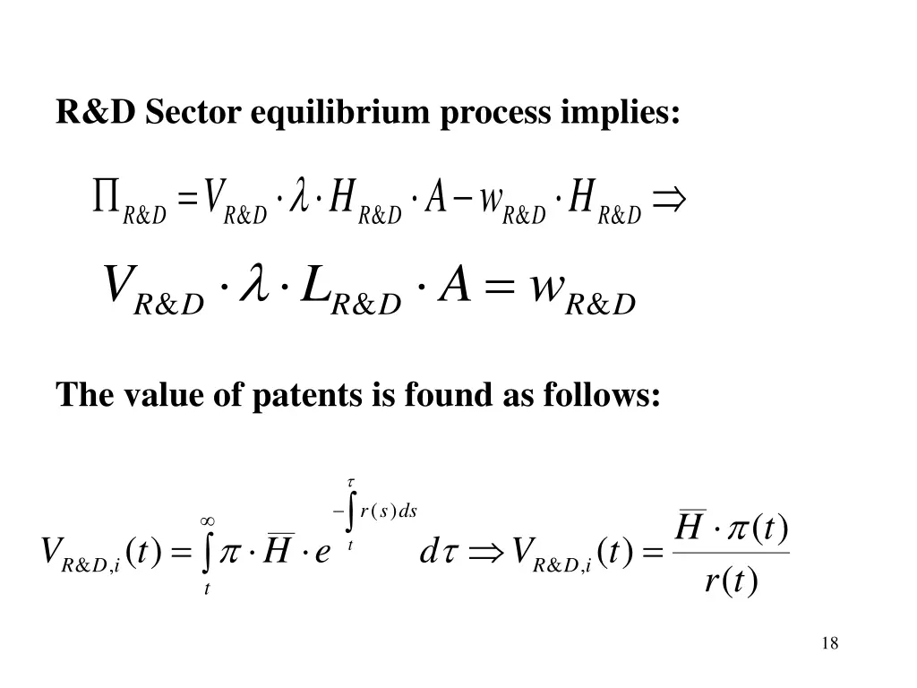 r d sector equilibrium process implies