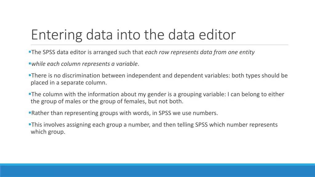 entering data into the data editor