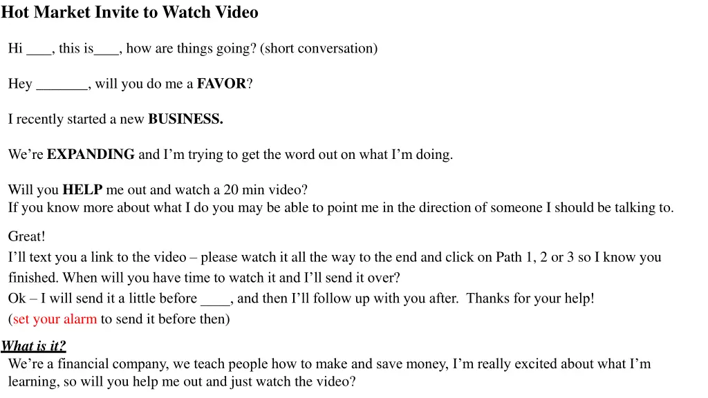 hot market invite to watch video