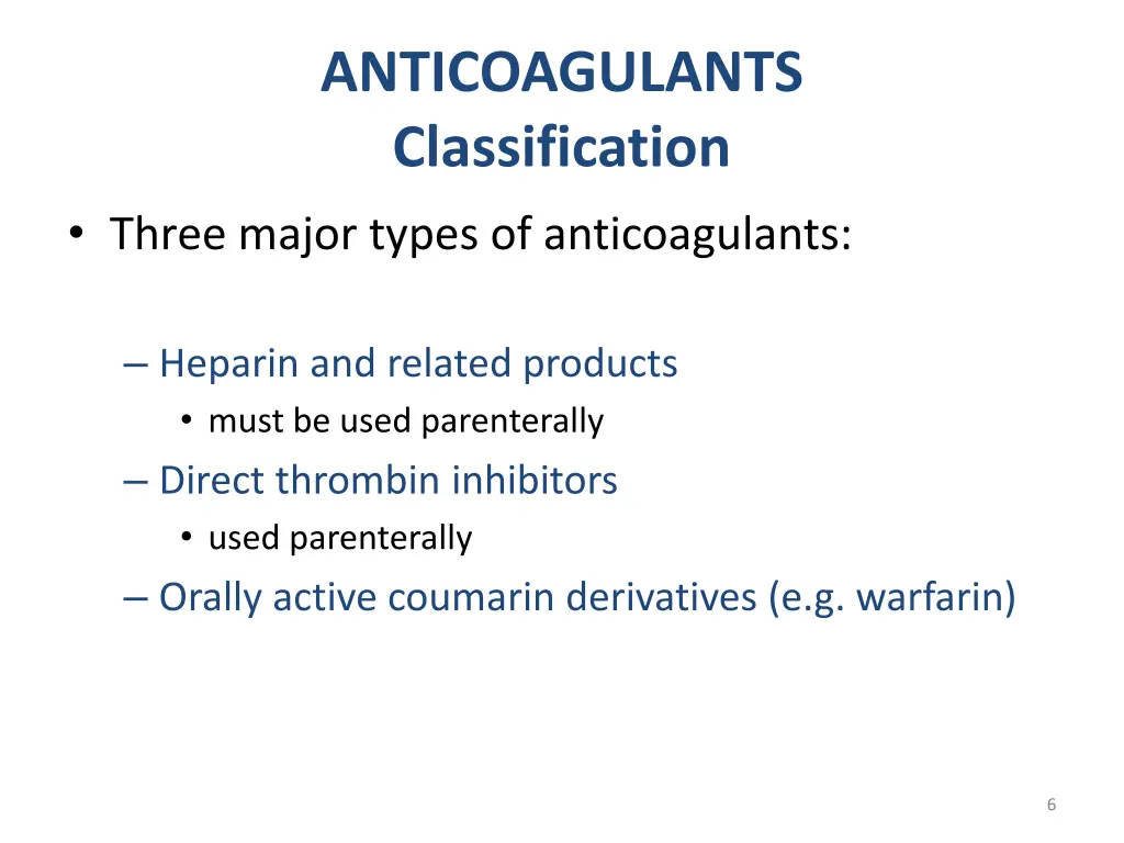 anticoagulants classification
