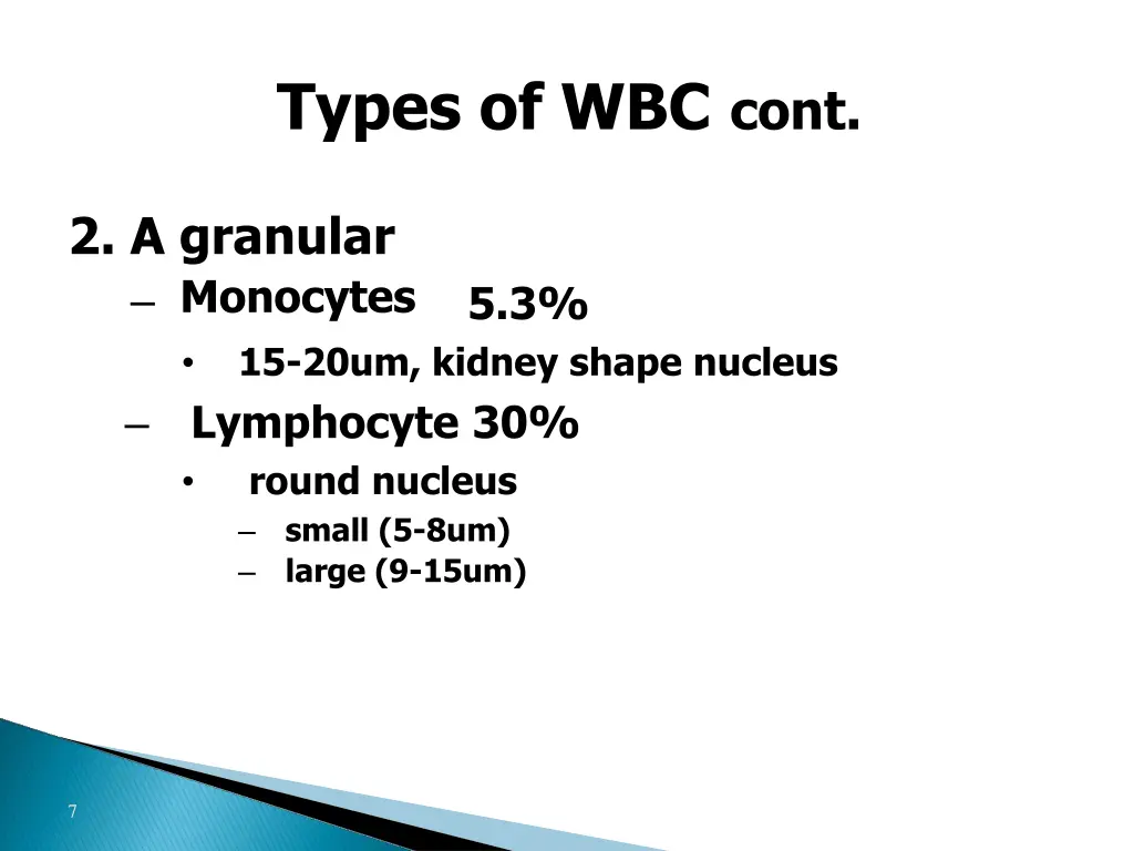types of wbc cont