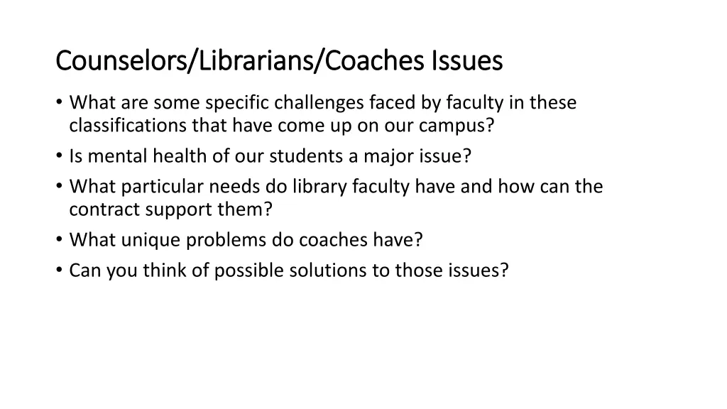 counselors librarians coaches issues counselors