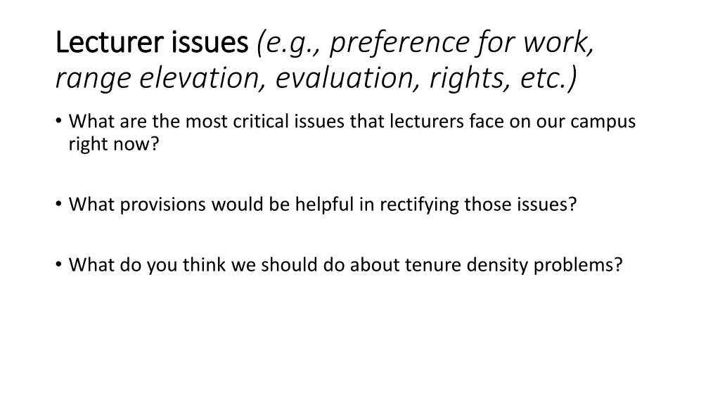 lecturer issues lecturer issues e g preference