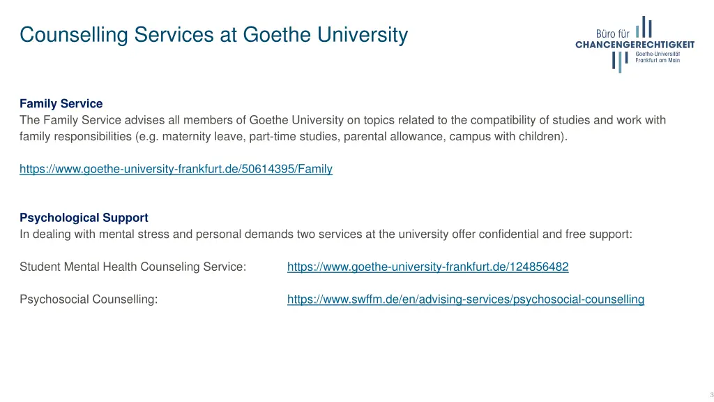 counselling services at goethe university