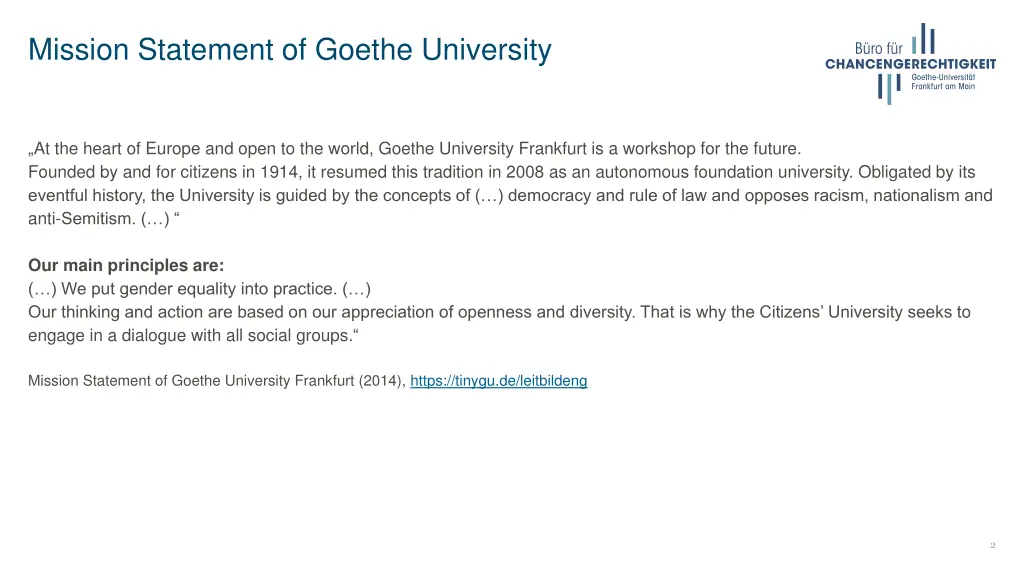 mission statement of goethe university