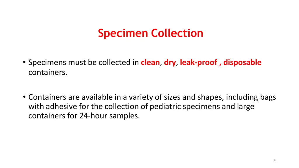 specimen collection