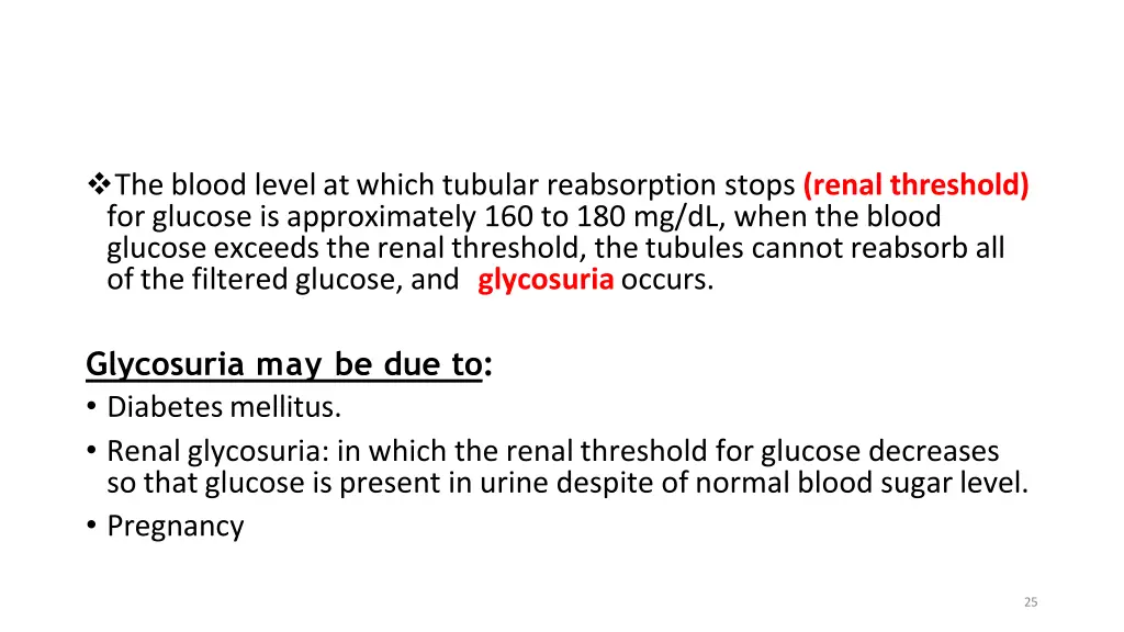 the blood level at which tubular reabsorption