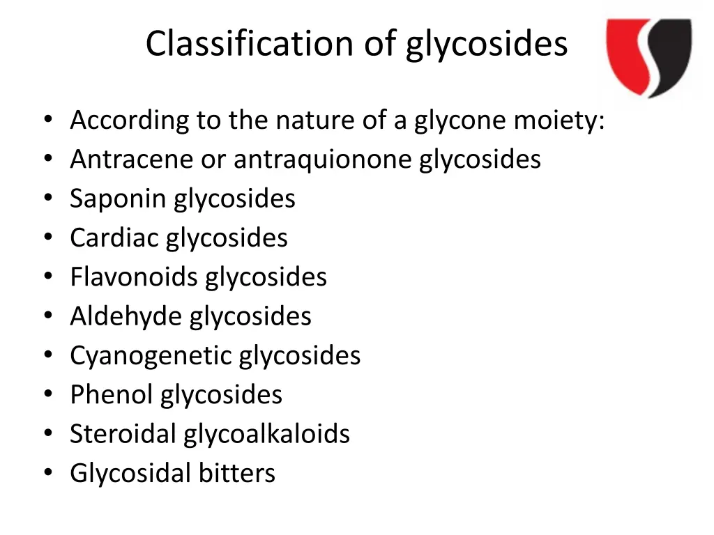 classification of glycosides