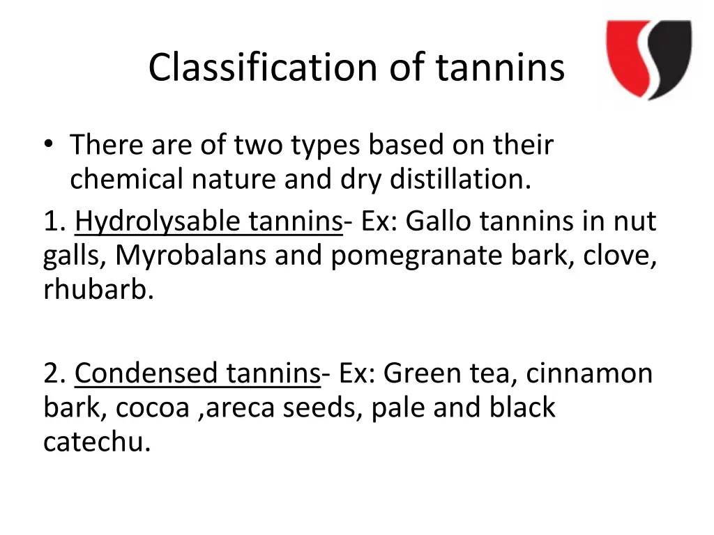 classification of tannins