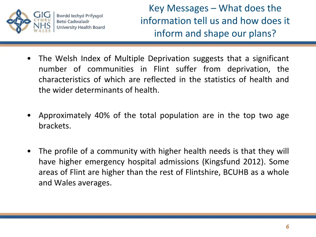 key messages what does the information tell