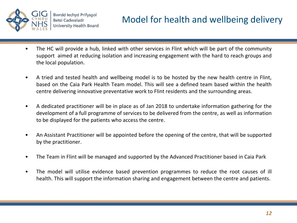 model for health and wellbeing delivery