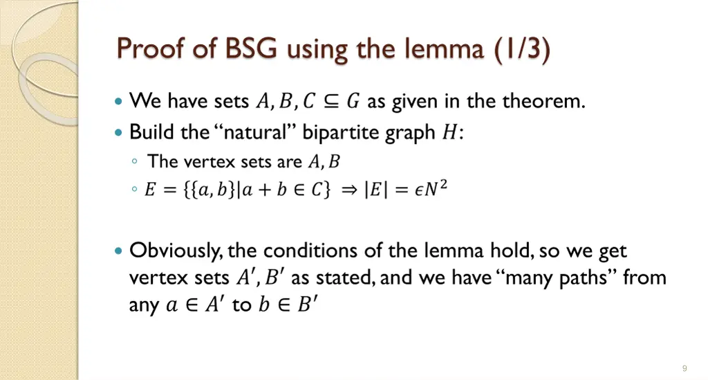 proof of bsg using the lemma 1 3