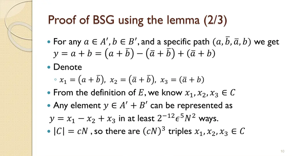 proof of bsg using the lemma 2 3