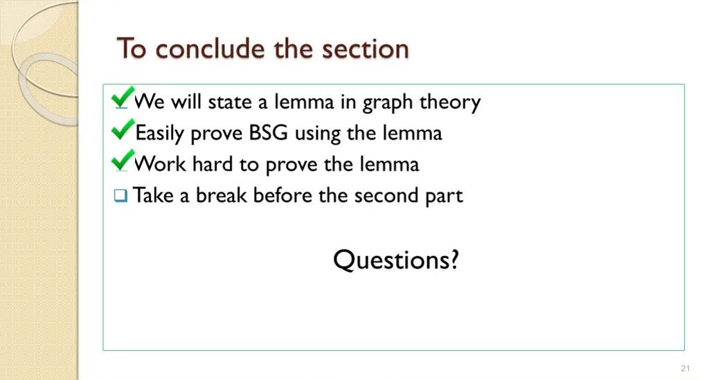 to conclude the section