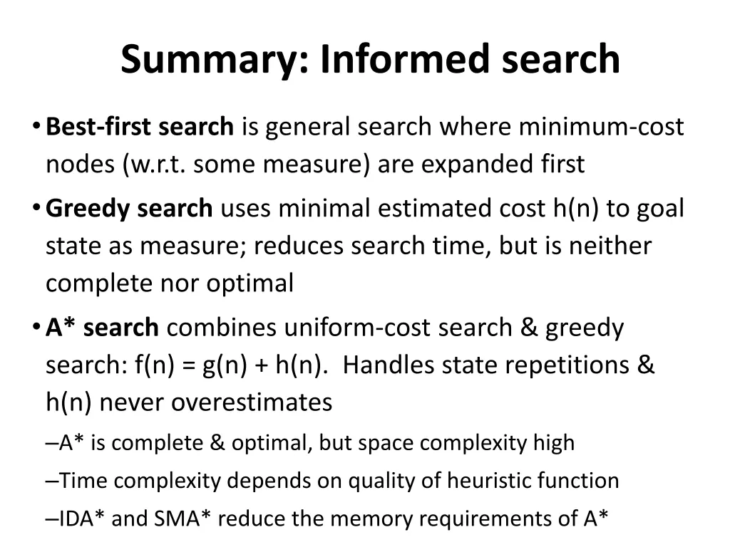 summary informed search