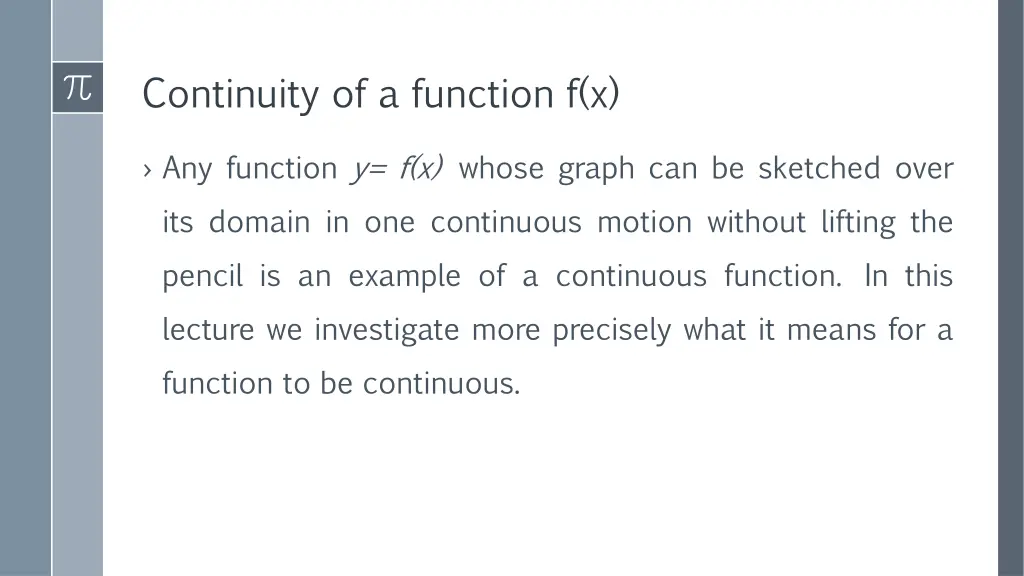 continuity of a function f x