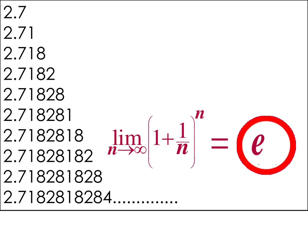 2 7 2 71 2 718 2 7182 2 71828 2 718281 2 7182818