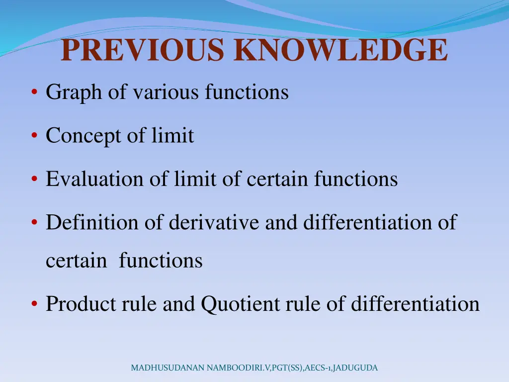 previous knowledge