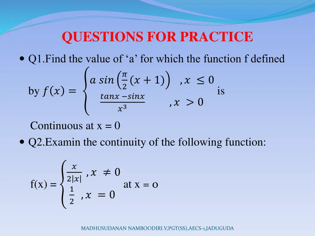 questions for practice