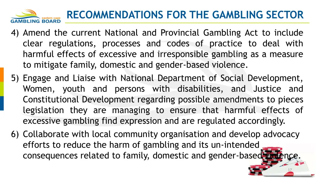 recommendations for the gambling sector 1
